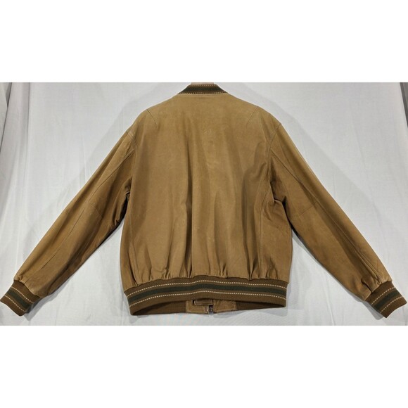 Vtg Guess Georges Marciano Bomber Jacket Leather Distressed Brown 80s 90s Men L - Picture 2 of 16